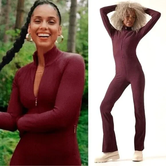 NWT Athleta x Alicia Keys Size Large Goddess Bodysuit Jumpsuit in Maroon NEW - Picture 16 of 16